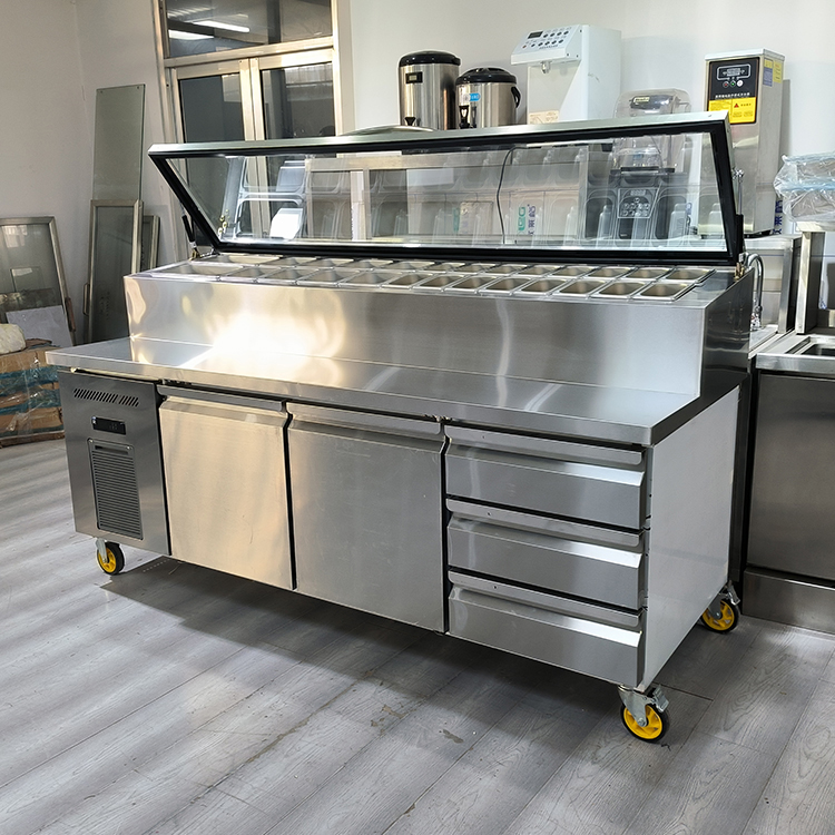 Wholesale factory price salad display refrigerator with Glass Cover