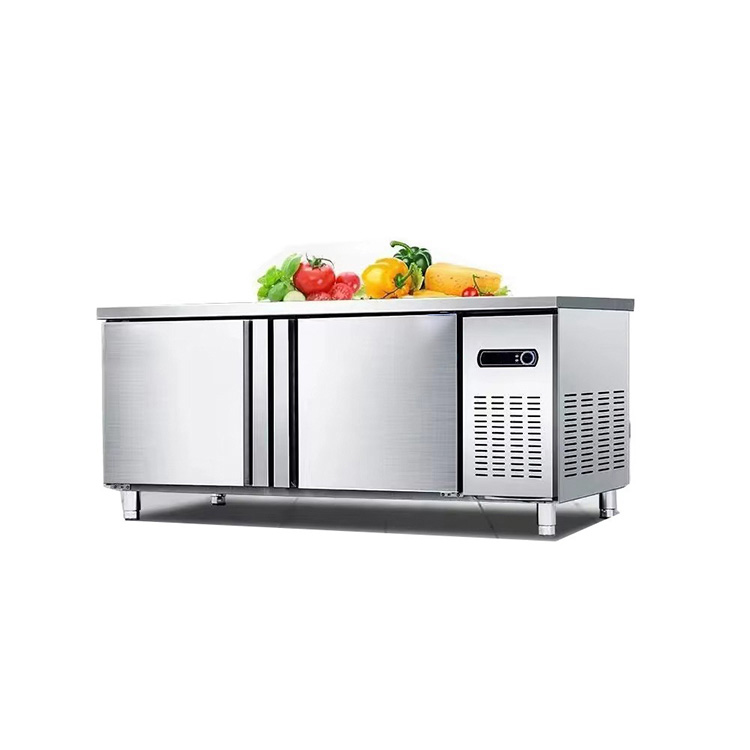 Commercial 2 Door Workbench Refrigerator With Prep Table