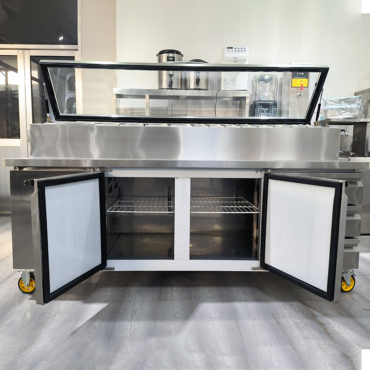 Professional Stainless Steel Sandwich Pizza Prep Refrigerator