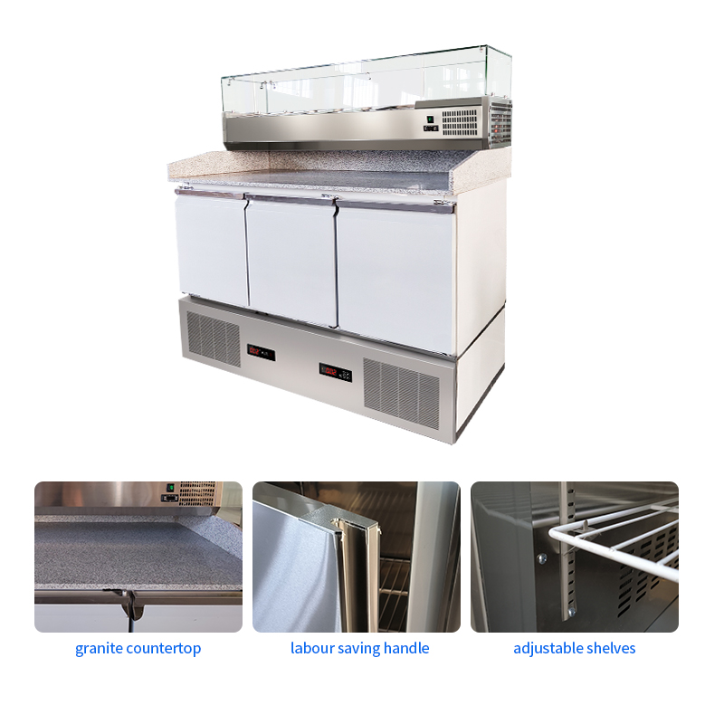 A special granite pizza stand for Western restaurants, with an integrated design for refrigeration and display