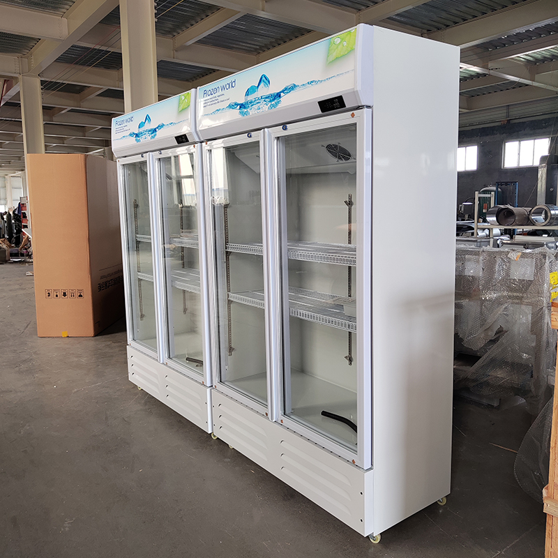 Four-door glass door commercial refrigerated display cabinet, large-capacity vertical fresh-keeping freezer