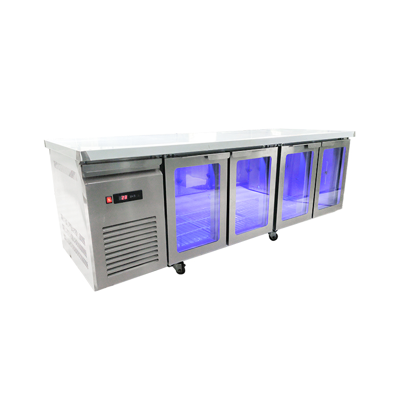 Double-door refrigerated workbench, stainless steel commercial fresh-keeping operation table, kitchen refrigeration equipment 