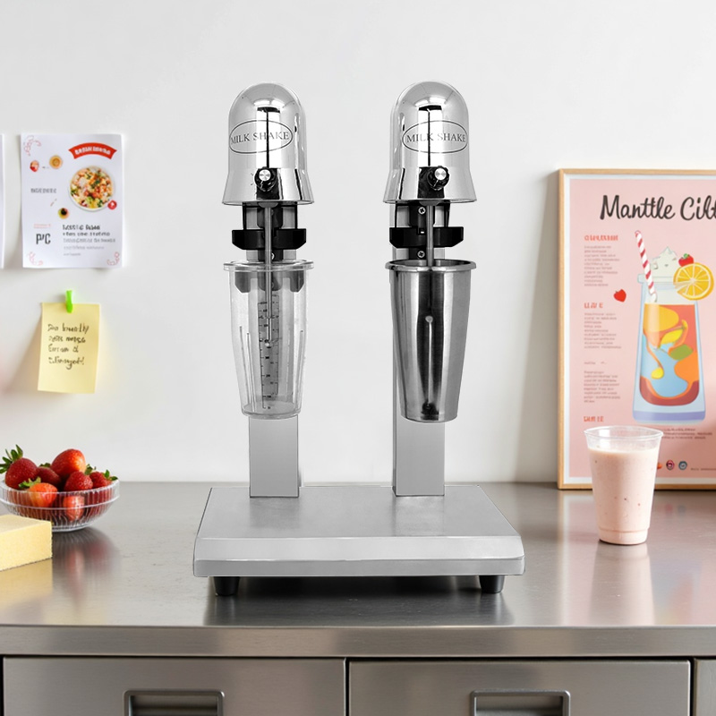Double-cup countertop milkshake machine, professional mixing equipment for coffee shops and beverage stores