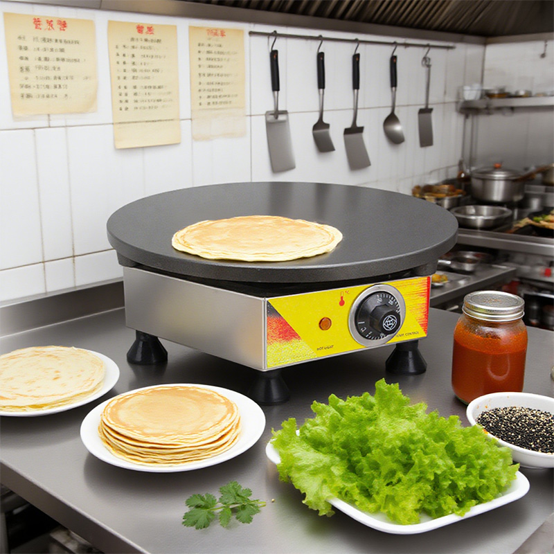 A small household crepe maker makes it easy to create delicious thin pancakes