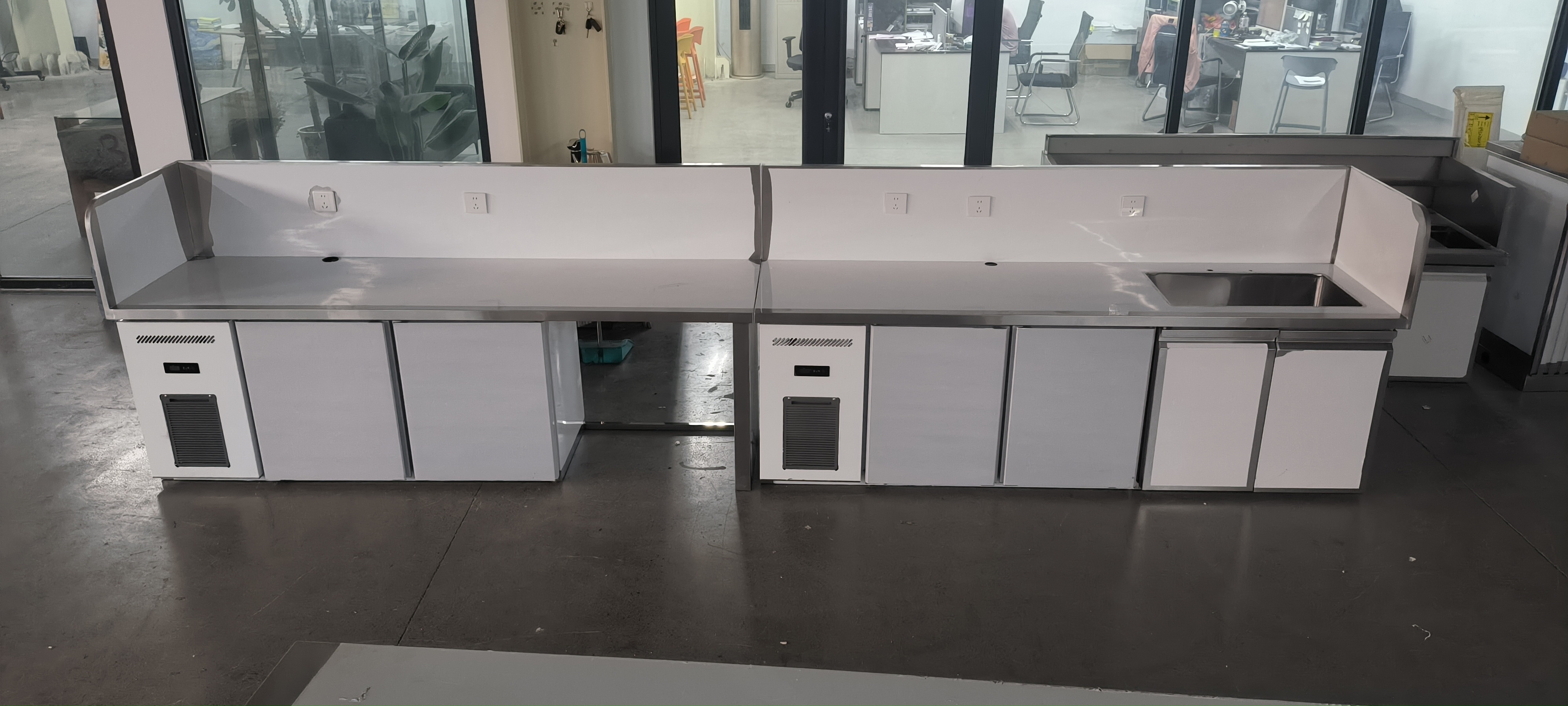 Stainless steel water bar counter for milk tea shops