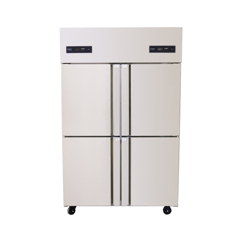 Commercial four-door refrigerator, large-capacity dual-temperature vertical refrigeration and freezing cabinet