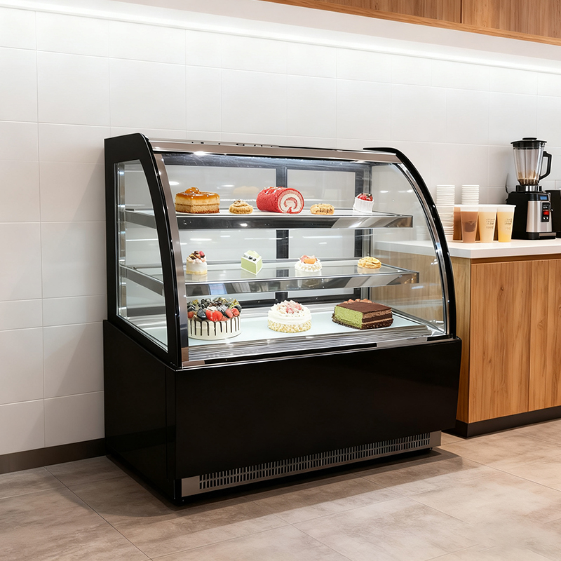 Arc-shaped glass cake display cabinet, a great helper for fresh-keeping and display in dessert shops