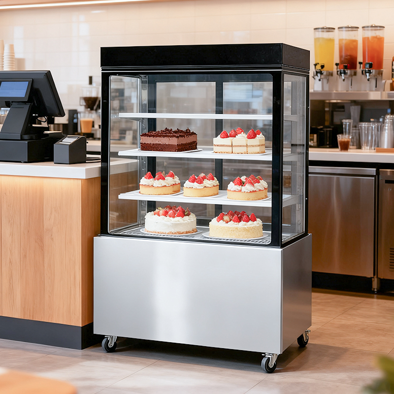Three-layer glass cake refrigeration display cabinet for bakeries, a pastry preservation display device