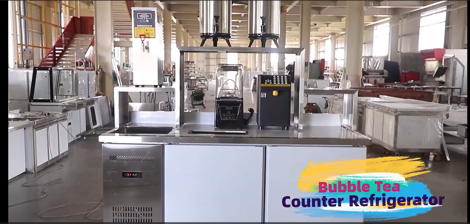 Space-Saving Commercial Drink Prep Station (Built-In Cooler) – Perfect for Café/Bubble Tea Businesses