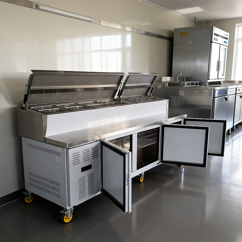 Multi-Function Stainless Steel Kitchen Workstation - Warming Pans, Storage Compartments & Mobility